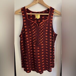 Anthropologie Maeve Red Lips Sleeveless Rayon Tank Like-New #valentinesday